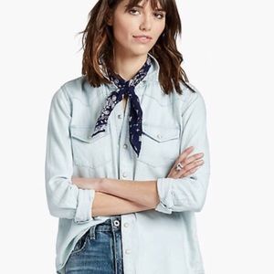 Lucky Brand Western Denim Chambray Top S